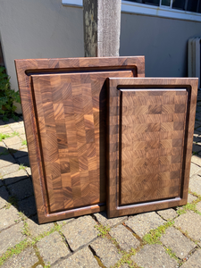 Walnut end grain cutting board made in San Francisco, CA.  Mac Cutting Boards sourced all the woods in the United States.